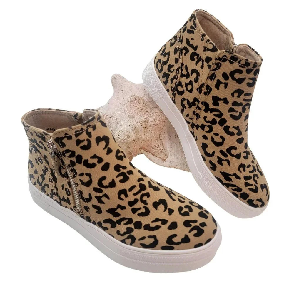 BUY ONE GET ONE FREE Soda Route High Top Sneaker Side Zipper Tan Bobcat Canvas